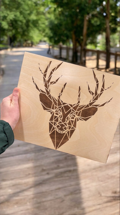 WOODEN PANEL WITH DEER